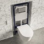 Wall Hung Smart Bidet Japanese Toilet & Frame Cistern and Chrome Flush Plate - Purificare