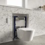 Wall Hung Smart Bidet Japanese Toilet & 820mm Frame Cistern and Chrome Pneumatic Flush Plate - Purificare