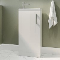 400mm White Freestanding Cloakroom Vanity Unit with Basin and Chrome Handle - Ashford