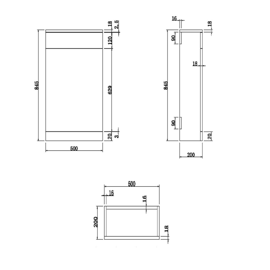 500mm White Back to Wall Toilet Unit with Cistern and Black Fittings  - Ashford