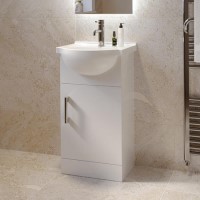 455mm White Freestanding Cloakroom Vanity Unit with Basin - Classic