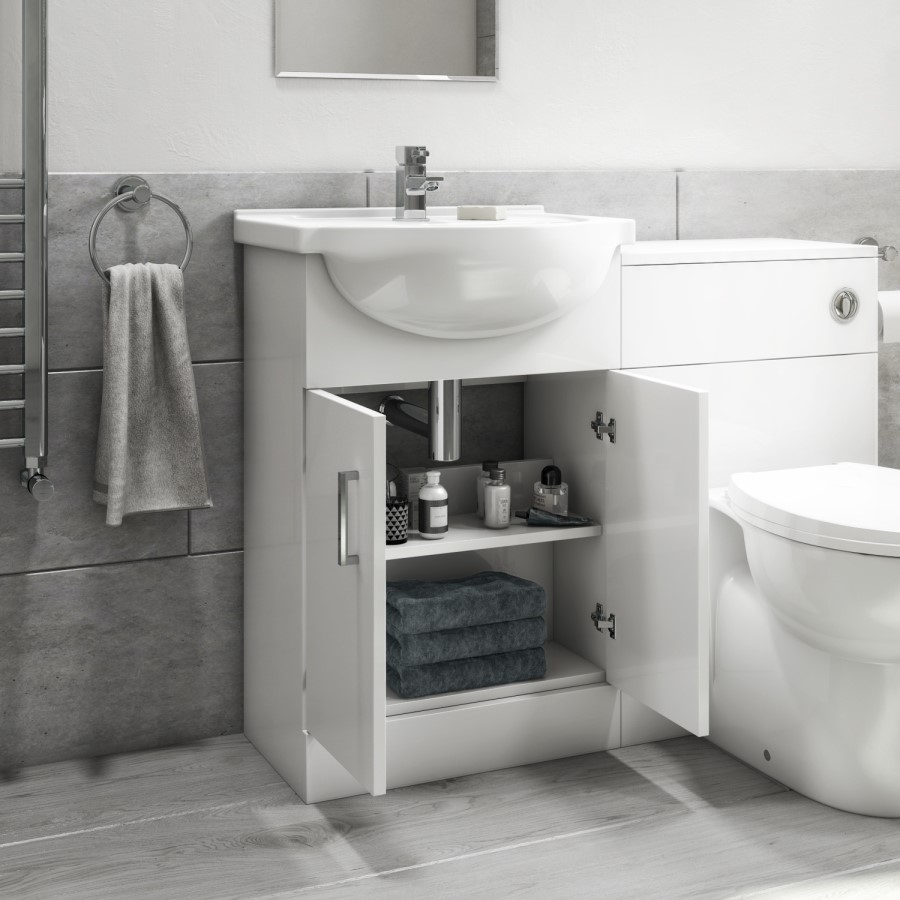 560mm White Freestanding Vanity Unit with Basin - Classic