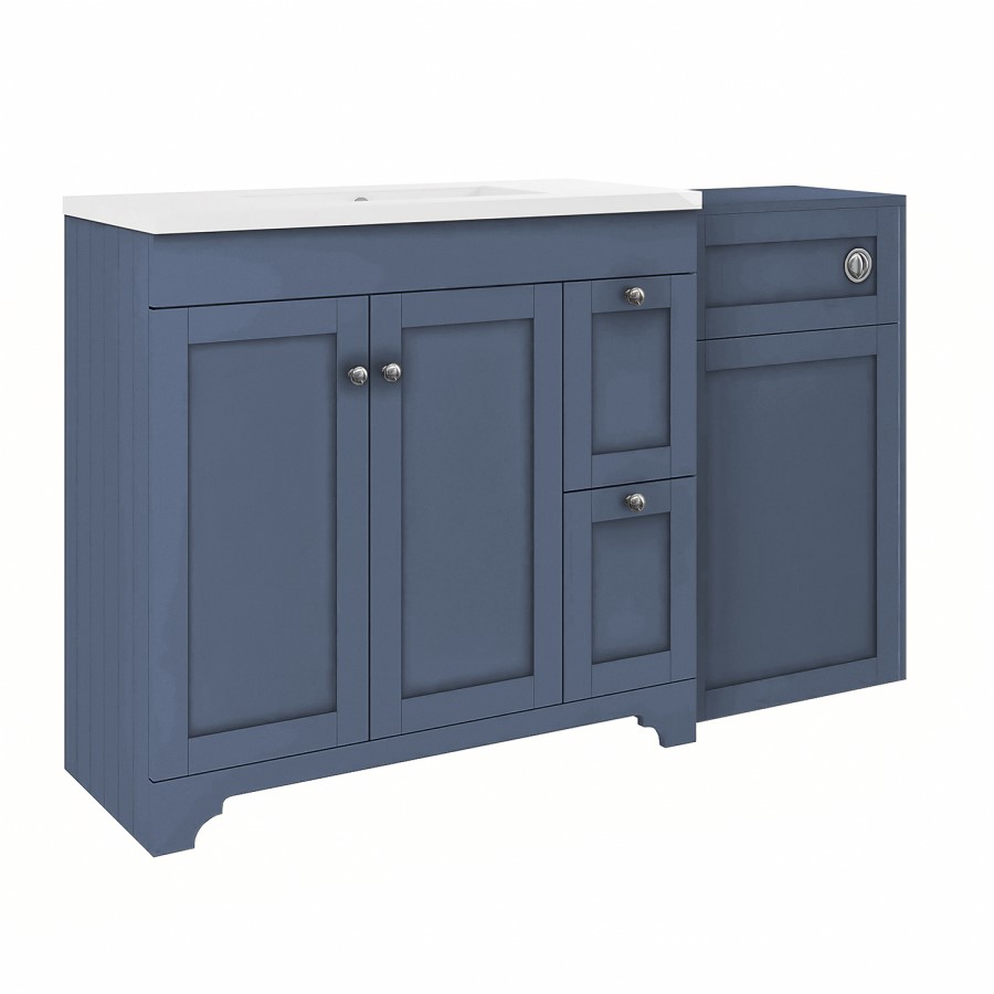 1400mm Blue Toilet and Sink Unit with Traditional Toilet - Baxenden