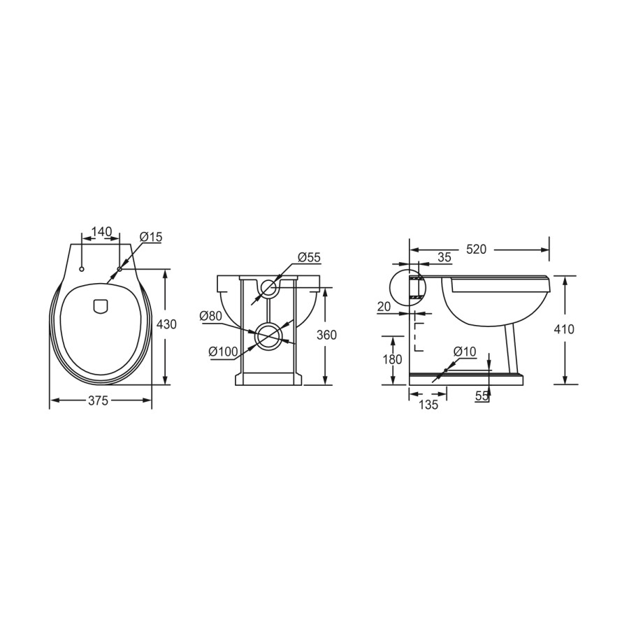 1400mm Blue Toilet and Sink Unit with Traditional Toilet - Baxenden