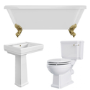 Traditional Brass Freestanding Bath Suite with Toilet & Basin - Park Royal