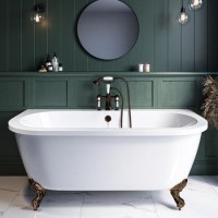 Freestanding Double Ended Back to Wall Bath with Bronze Feet 1700 x 745mm - Park Royal