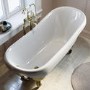 Freestanding Single Ended Roll Top Slipper Bath with Brushed Brass Feet 1615 x 690mm - Park Royal