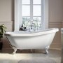 Freestanding Single Ended Roll Top Slipper Bath with White Feet 1615 x 690mm - Park Royal