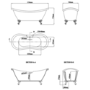 Freestanding Double Ended Roll Top Bath with White Feet 1750 x 740mm - Park Royal