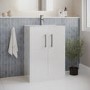 600mm White Freestanding Vanity Unit with Basin and Chrome Handles - Ashford