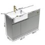 1100mm Grey Left Hand Toilet and Sink Unit with Brass Fittings - Unit & Basin Only - Bali