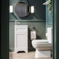 Close Coupled Toilet and White Basin Vanity Unit Cloakroom Suite - Baxenden