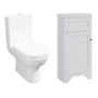 Close Coupled Toilet and White Basin Vanity Unit Cloakroom Suite - Baxenden