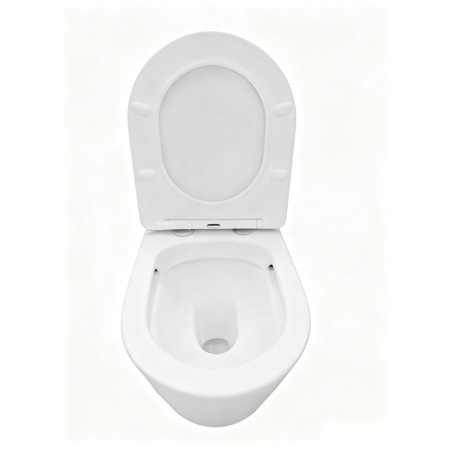 Matt White Wall Hung Rimless Toilet with Soft Close Seat, Black Mechanical Flush Plate, 1168mm Frame & Cistern – Verona