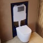 Matt White Wall Hung Rimless Toilet with Soft Close Seat, Chrome Pneumatic Flush Plate, 1168mm Frame & Cistern – Verona