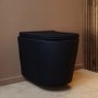 Matt Black Wall Hung Rimless Short Projection Toilet with Soft Close Seat – Verona