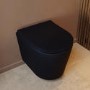 Matt Black Wall Hung Rimless Short Projection Toilet with Soft Close Seat – Verona