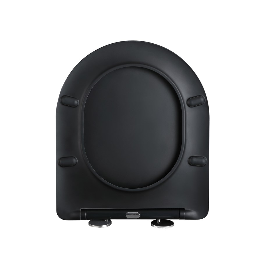 Matt Black Wall Hung Rimless Toilet with Soft Close Seat, Black Mechanical Flush Plate, 1168mm Frame & Cistern – Verona