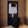 Matt Black Wall Hung Rimless Toilet with Soft Close Seat, Black Mechanical Flush Plate, 1168mm Frame & Cistern – Verona