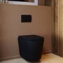 Matt Black Wall Hung Rimless Toilet with Soft Close Seat, Black Pneumatic Flush Plate, 820mm Frame & Cistern – Verona