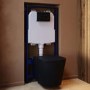 Matt Black Wall Hung Rimless Toilet with Soft Close Seat, Black Pneumatic Flush Plate, 1168mm Frame & Cistern – Verona