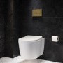 Wall Hung Rimless Toilet with Soft Close Seat, Brushed Brass Mechanical Flush Plate, 1168mm Frame & Cistern – Alcor