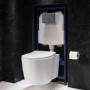 Wall Hung Rimless Toilet with Soft Close Seat, Chrome Mechanical Flush Plate, 1168mm Frame & Cistern – Alcor