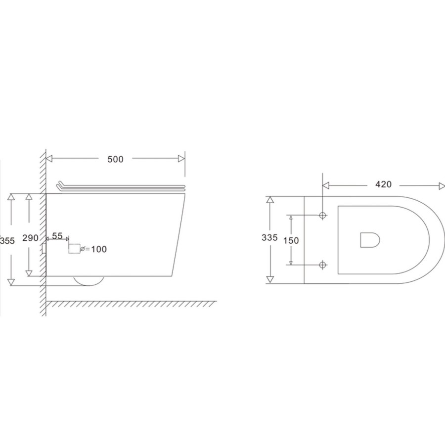 Wall Hung Rimless Toilet with Soft Close Seat, Chrome Mechanical Flush Plate, 1168mm Frame & Cistern – Alcor