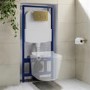 ONLY OPENED - Concealed Cistern with 1170mm Wall Hung Toilet Frame and Brushed Brass Mechanical Flush Plate - Zana