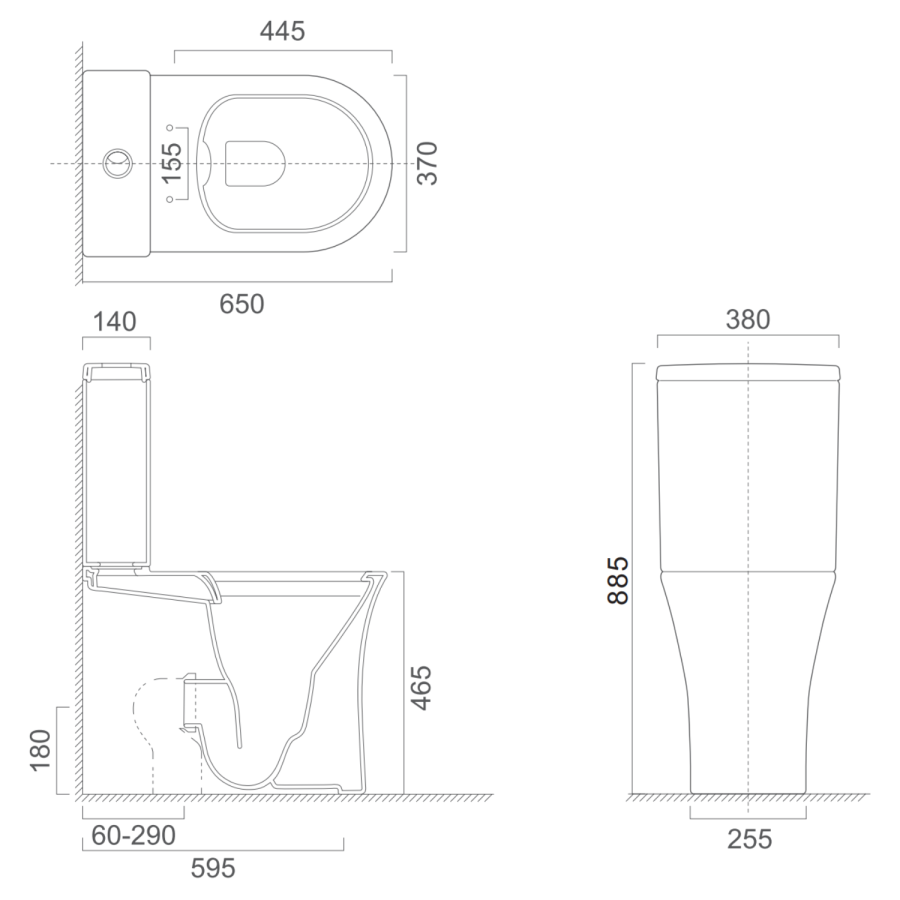 Indiana Close Coupled Comfort Height Smart Bidet Japanese Toilet with Heated Seat - Purificare