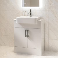 670mm White Freestanding Vanity Unit with Square Basin - Harper