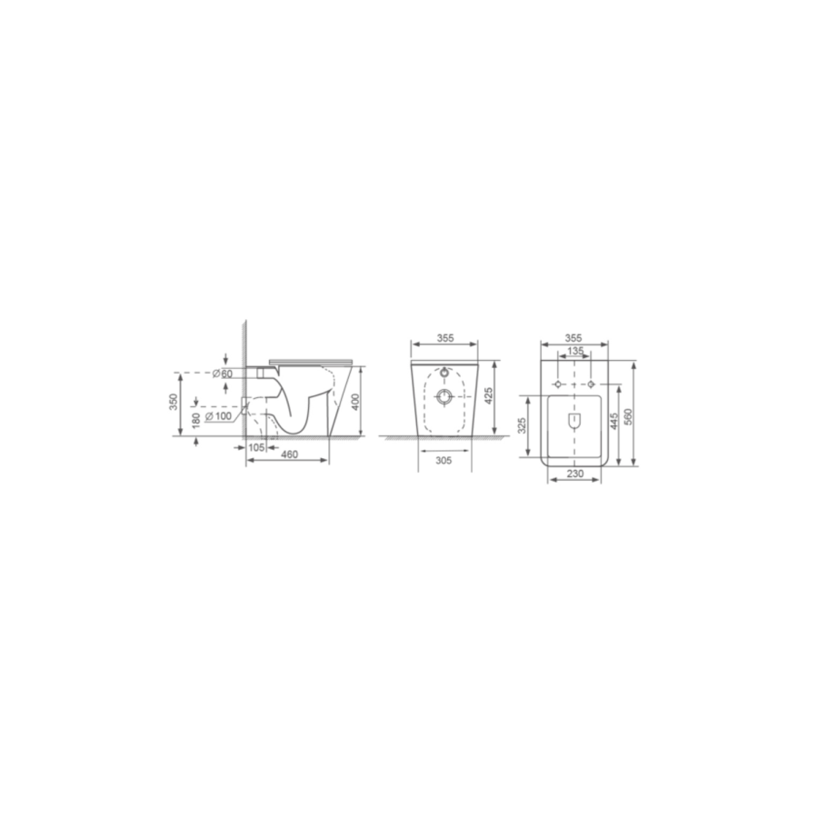 1500mm Grey Toilet and Sink Unit with Storage Unit and Square Toilet - Harper