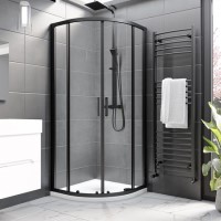 800mm Black 8mm Glass Quadrant Shower Enclosure with Shower Tray - Pavo
