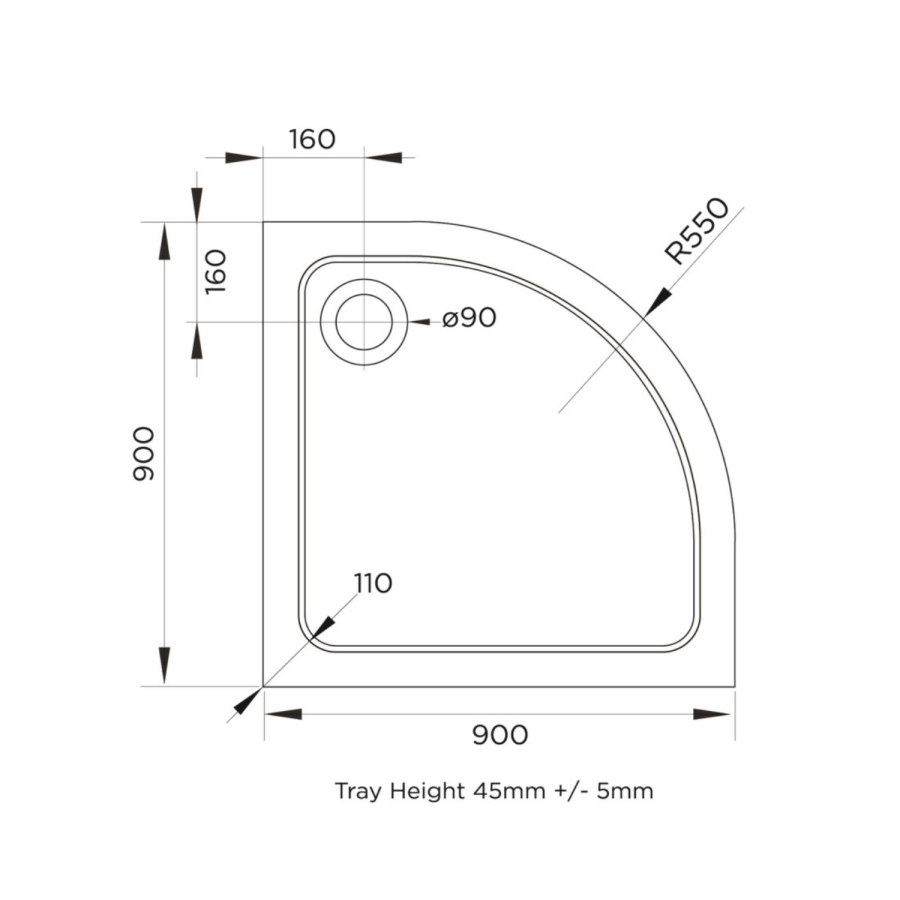 900mm Black 8mm Glass Quadrant Shower Enclosure with Shower Tray - Pavo