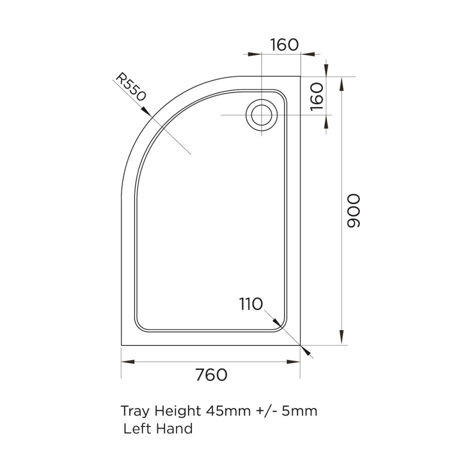 900x760mm Black 8mm Glass Left Hand Offset Quadrant Shower Enclosure with Shower Tray - Pavo