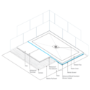 1200 x 900mm Brushed Brass Rectangular Hinged Shower Enclosure with Low Profile Shower Tray - Pavo