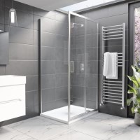 1000x800mm Chrome 8mm Glass Rectangular Sliding Shower Enclosure with Shower Tray - Pavo