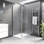 1000x800mm Chrome 8mm Glass Rectangular Sliding Shower Enclosure with Shower Tray - Pavo