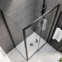 1000x800mm Black 8mm Glass Rectangular Sliding Shower Enclosure with Low Profile Shower Tray - Pavo