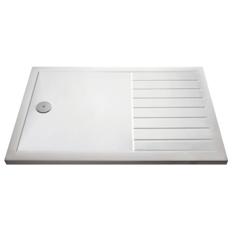 1400x900mm Brushed Brass Walk-In Shower Screen Enclosure with 300mm Hinged Flipper Return Panel and Shower Tray – Corvus