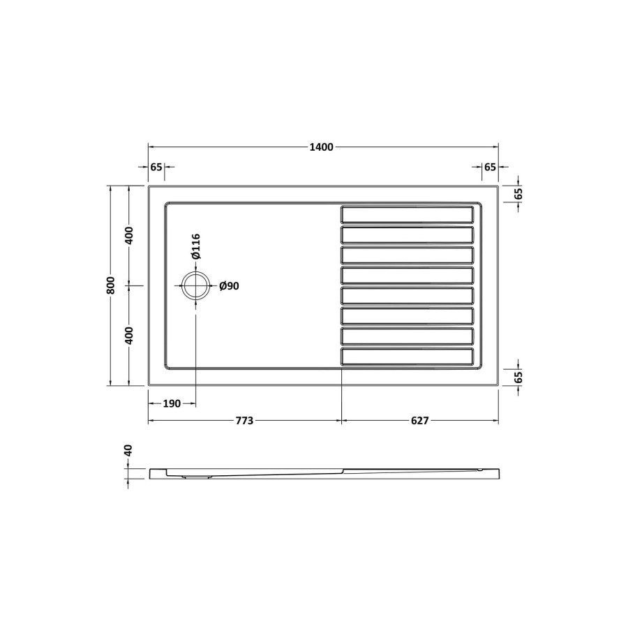1400x900mm Brushed Brass Walk-In Shower Screen Enclosure with 300mm Hinged Flipper Return Panel and Shower Tray – Corvus