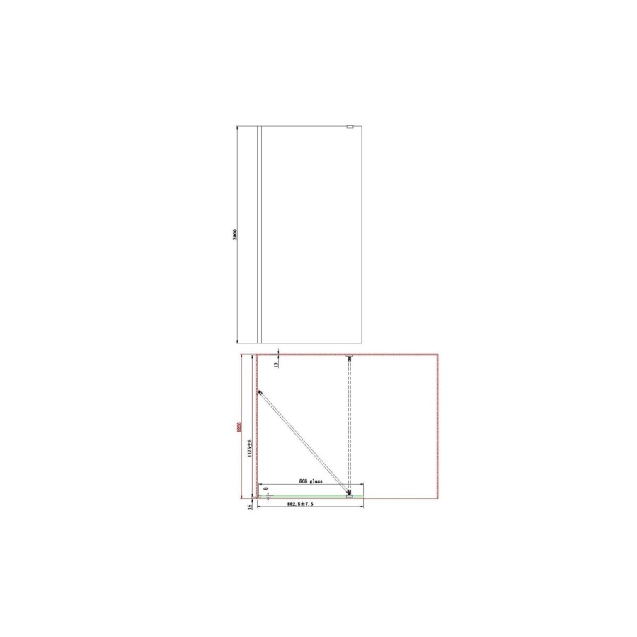 1400x900mm Frameless Wet Room Shower Screen Enclosure with Hinged Flipper Return Panel and Shower Tray - Corvus