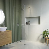 800mm Chrome Shower Screen for Wet Room & Walk In Shower with 300mm Hinged Flipper Return Panel – Corvus