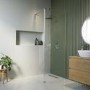 800mm Chrome Shower Screen for Wet Room & Walk In Shower with 300mm Hinged Flipper Return Panel – Corvus