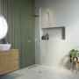 1000mm Chrome Shower Screen for Wet Room & Walk In Shower with 300mm Hinged Flipper Return Panel – Corvus