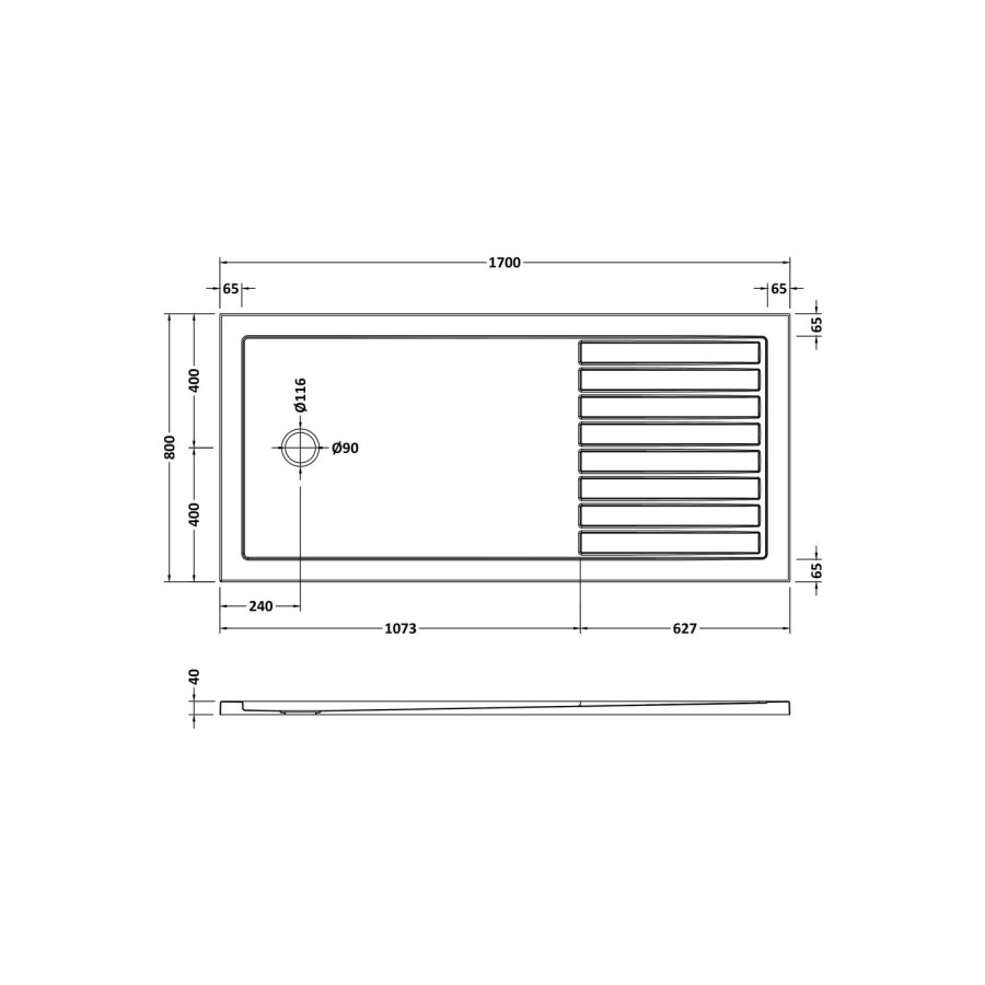 1700x800mm Chrome Walk-In Shower Screen Enclosure with 300mm Hinged Flipper Return Panel and Shower Tray – Corvus