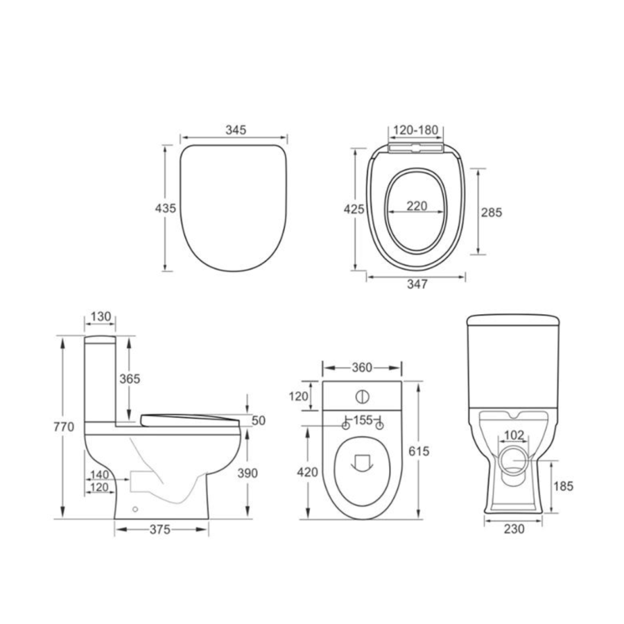 Close Coupled Toilet with Soft Close Seat - Addison