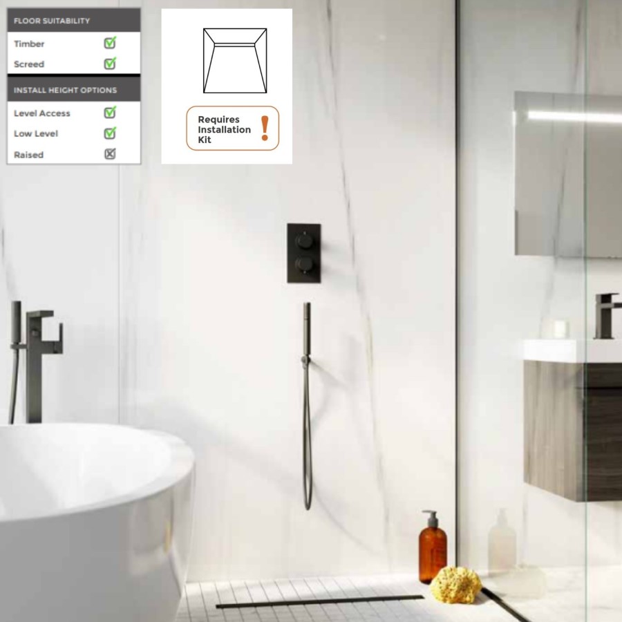 1200x900mm Wet Room Tile-Ready Shower Tray with Wet Room Install & Linear Waste Drainage Kit