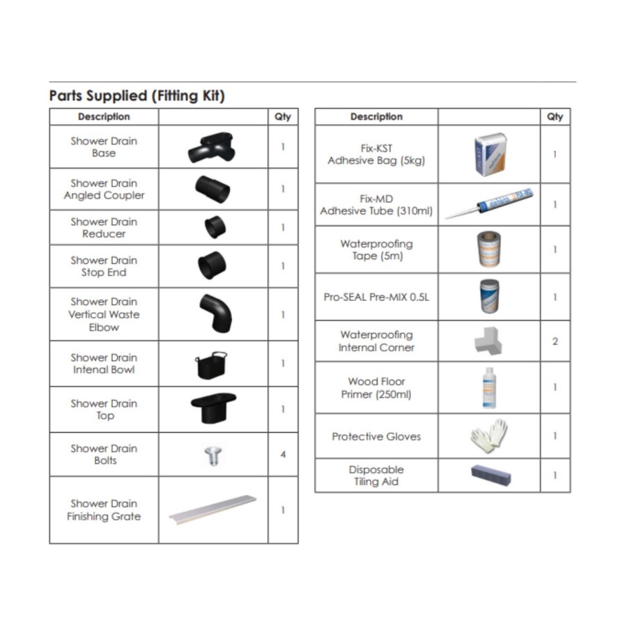1200x900mm Wet Room Tile-Ready Shower Tray with Wet Room Install & Linear Waste Drainage Kit