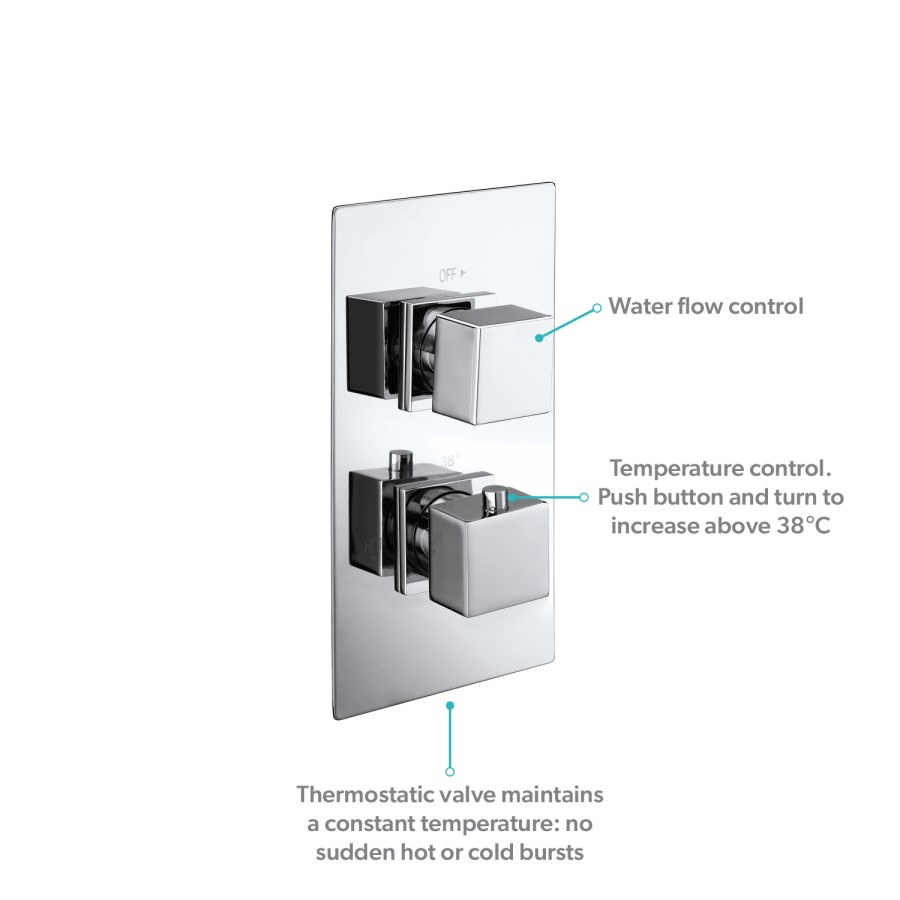 Chrome 1 Outlet Ceiling Mounted Thermostatic Mixer Shower Set - Cube